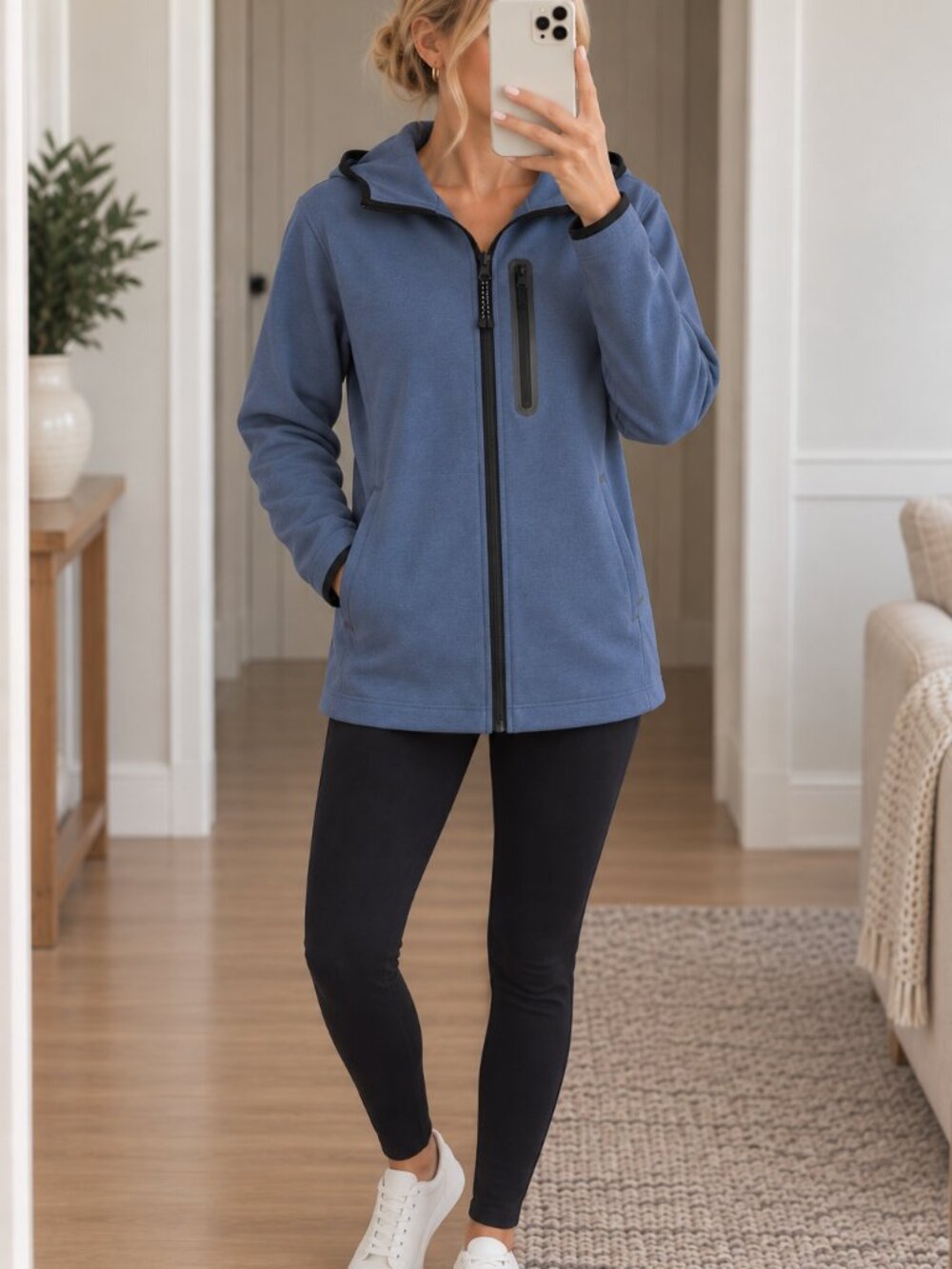 Old Navy Active Blue Zip-Up Hooded Jacket – Size Small